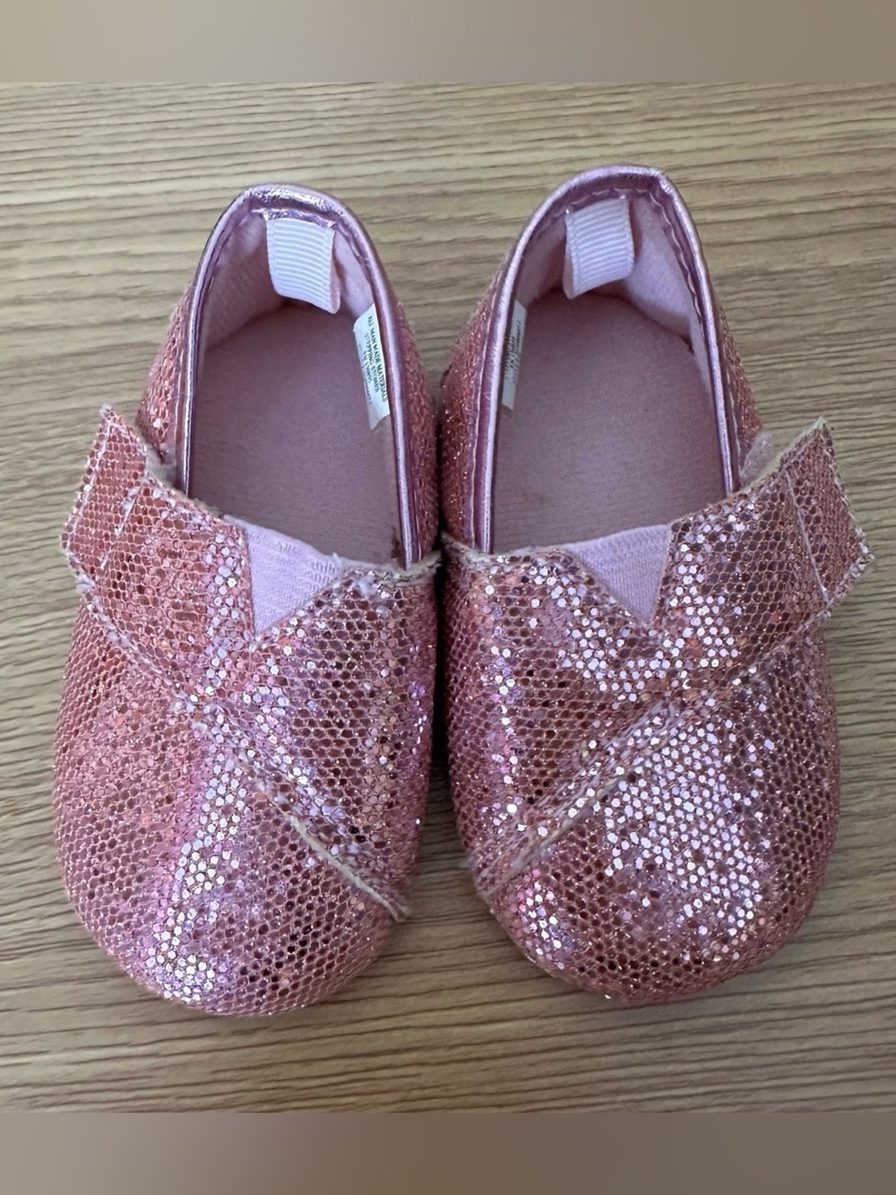 First Steps Pink Glitter Hook & Loop Slip On Shoes 6/9 Months Baby Shoes Cute